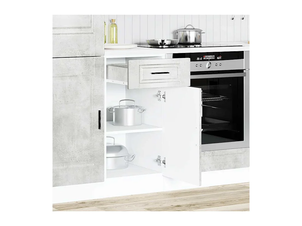 Onderkast "Porto" bewerkt hout betongrijs