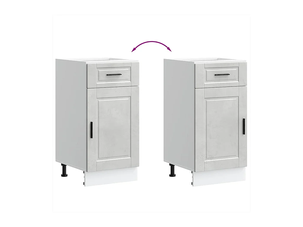 Onderkast "Porto" bewerkt hout betongrijs