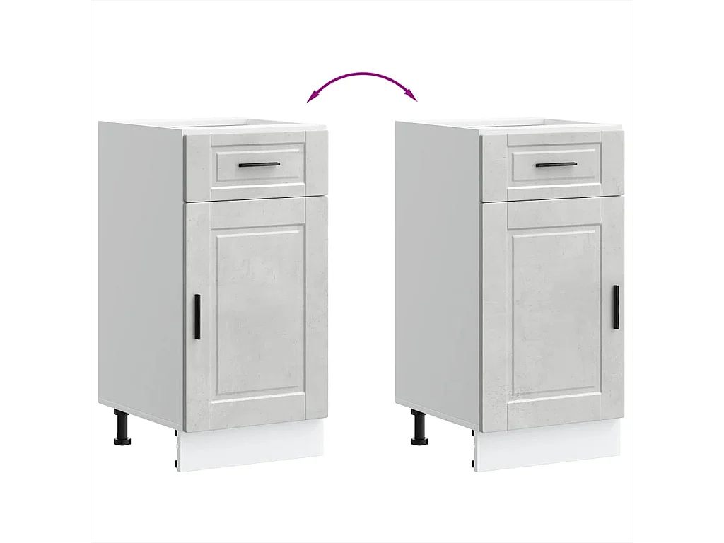 Armário base cozinha Porto derivados madeira cinzento cimento