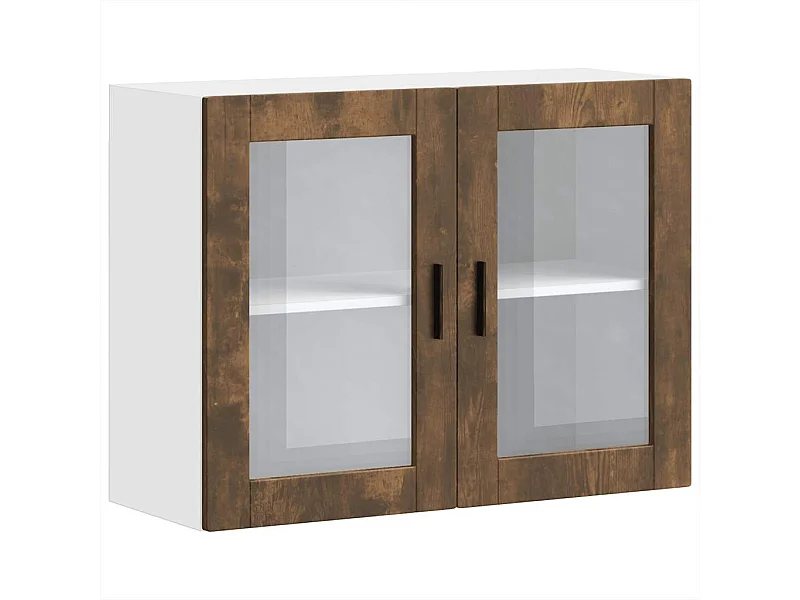 Armário de parede de cozinha porta vidro Porto carvalho fumado