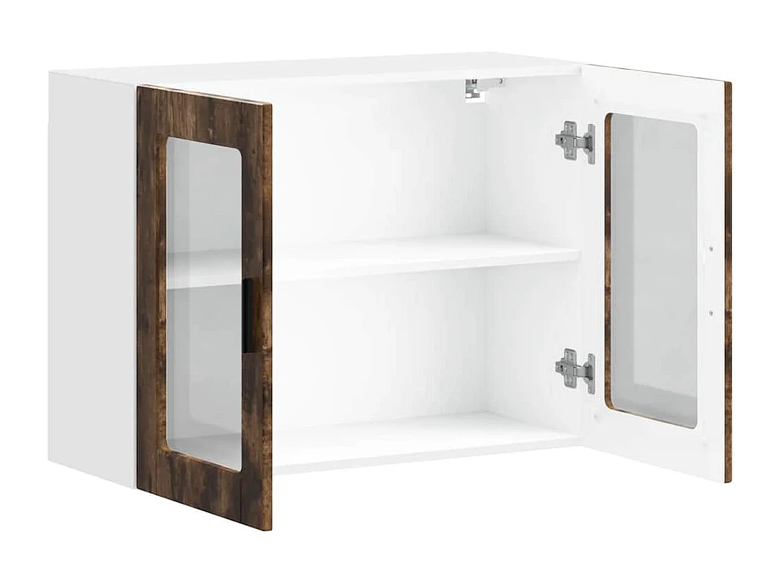 Armoire murale de cuisine avec porte en verre Porto chêne fumé