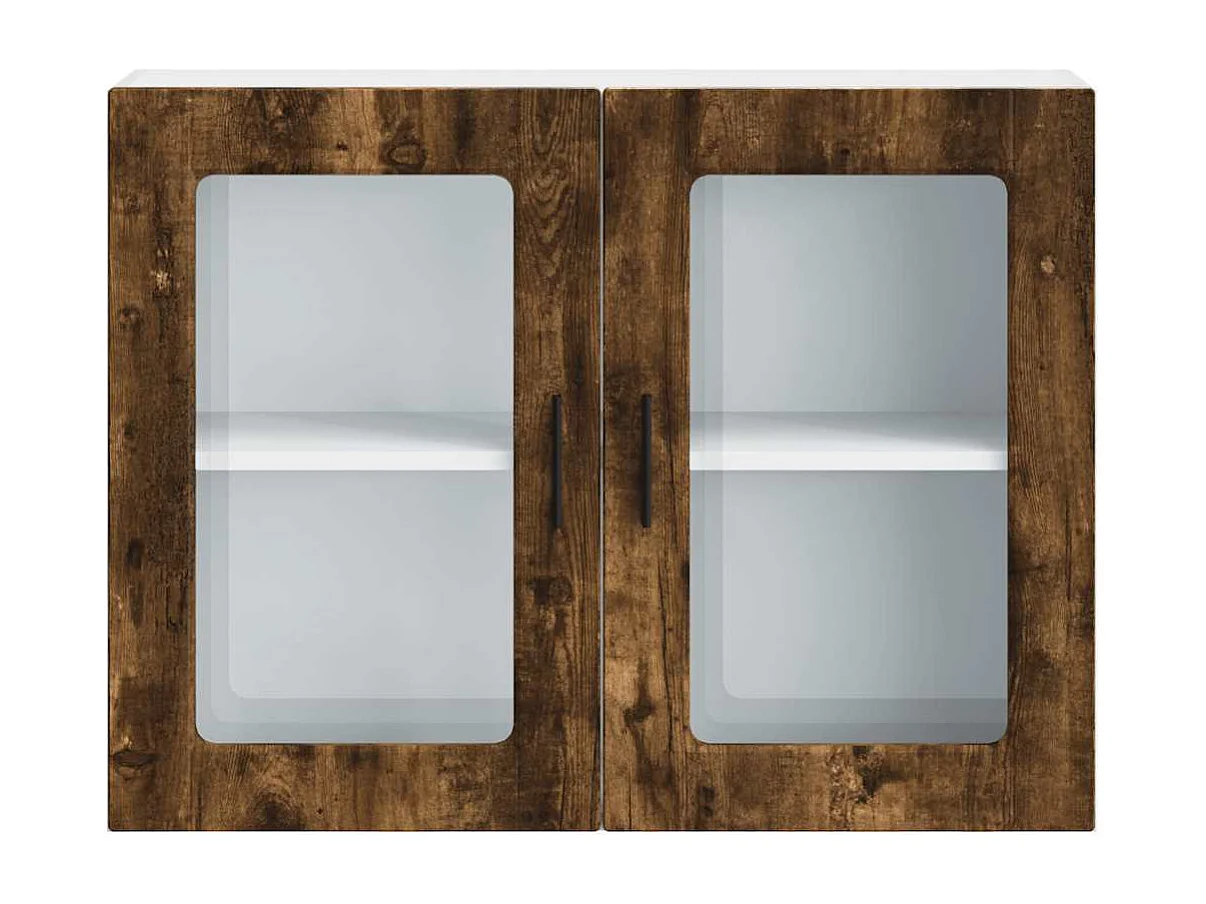 Armoire murale de cuisine avec porte en verre Porto chêne fumé