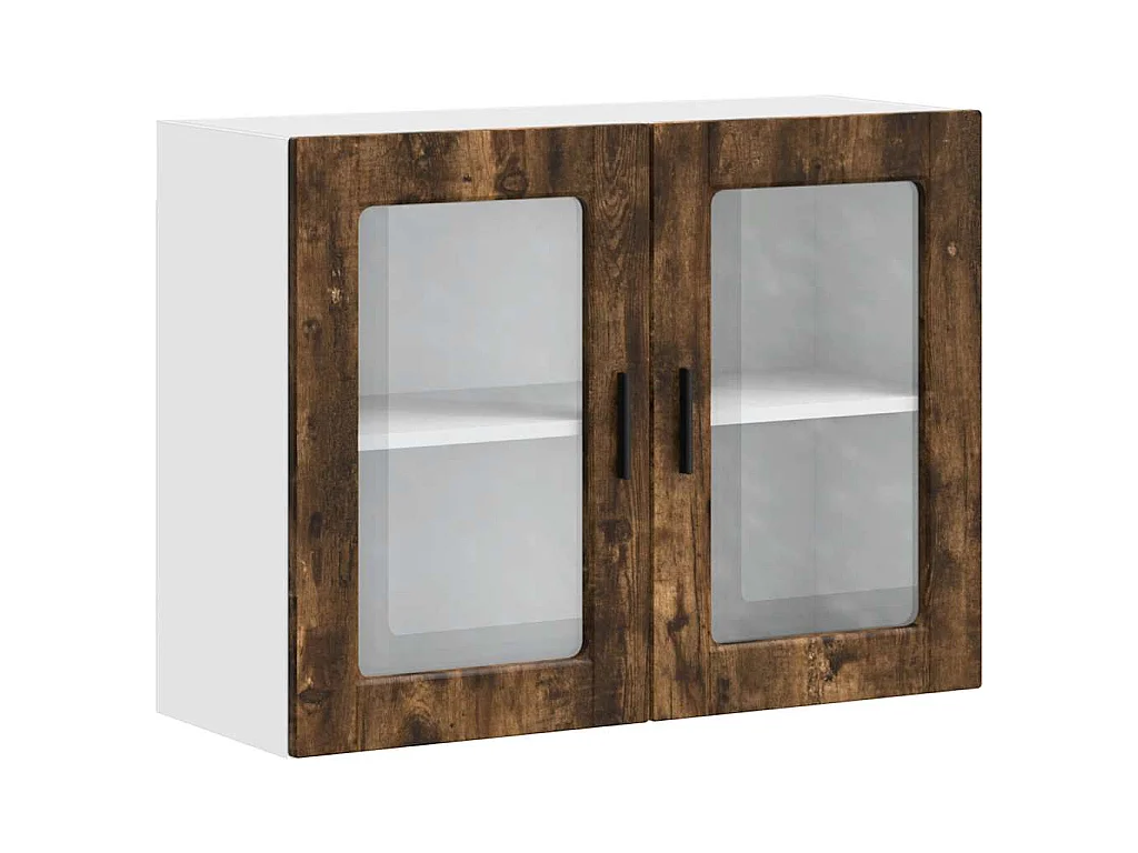 Armoire murale de cuisine avec porte en verre Porto chêne fumé