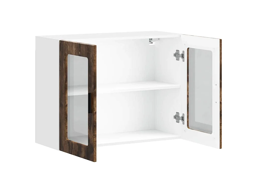 Armoire murale de cuisine avec porte en verre Porto chêne fumé