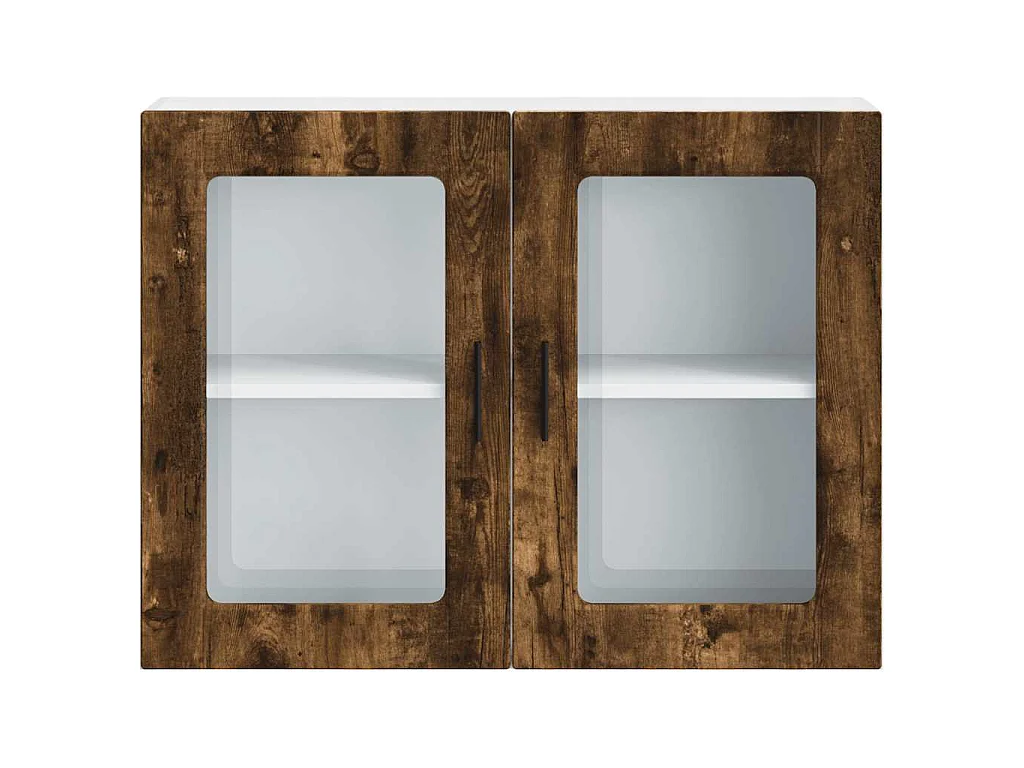Armoire murale de cuisine avec porte en verre Porto chêne fumé