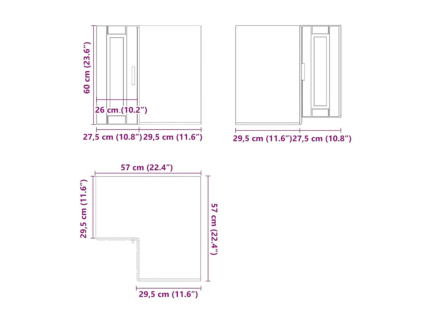 Mueble de cocina esquina pared Porto roble marrón