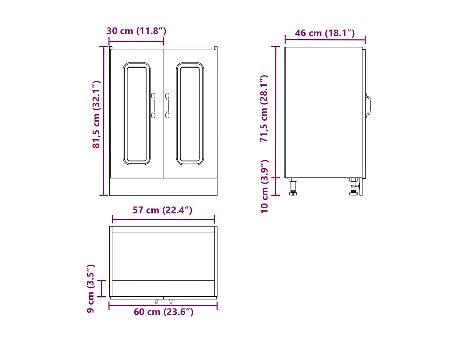 Mobile base lavello Kalmar Nero 60x46x81,5 cm in Truciolato