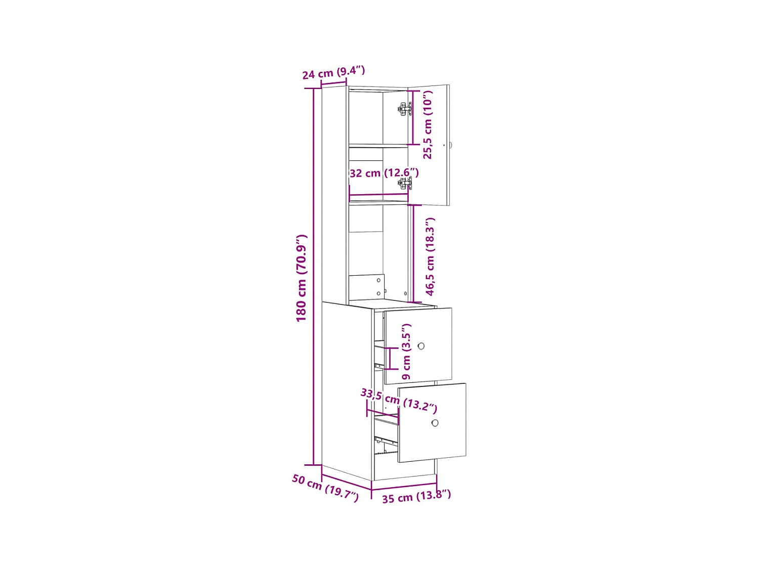 Armoire de cuisine chêne marron 35x50x180 cm bois d’ingénierie