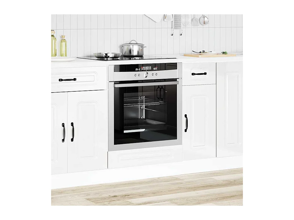 Armoire à four Kalmar blanc brillant bois d'ingénierie