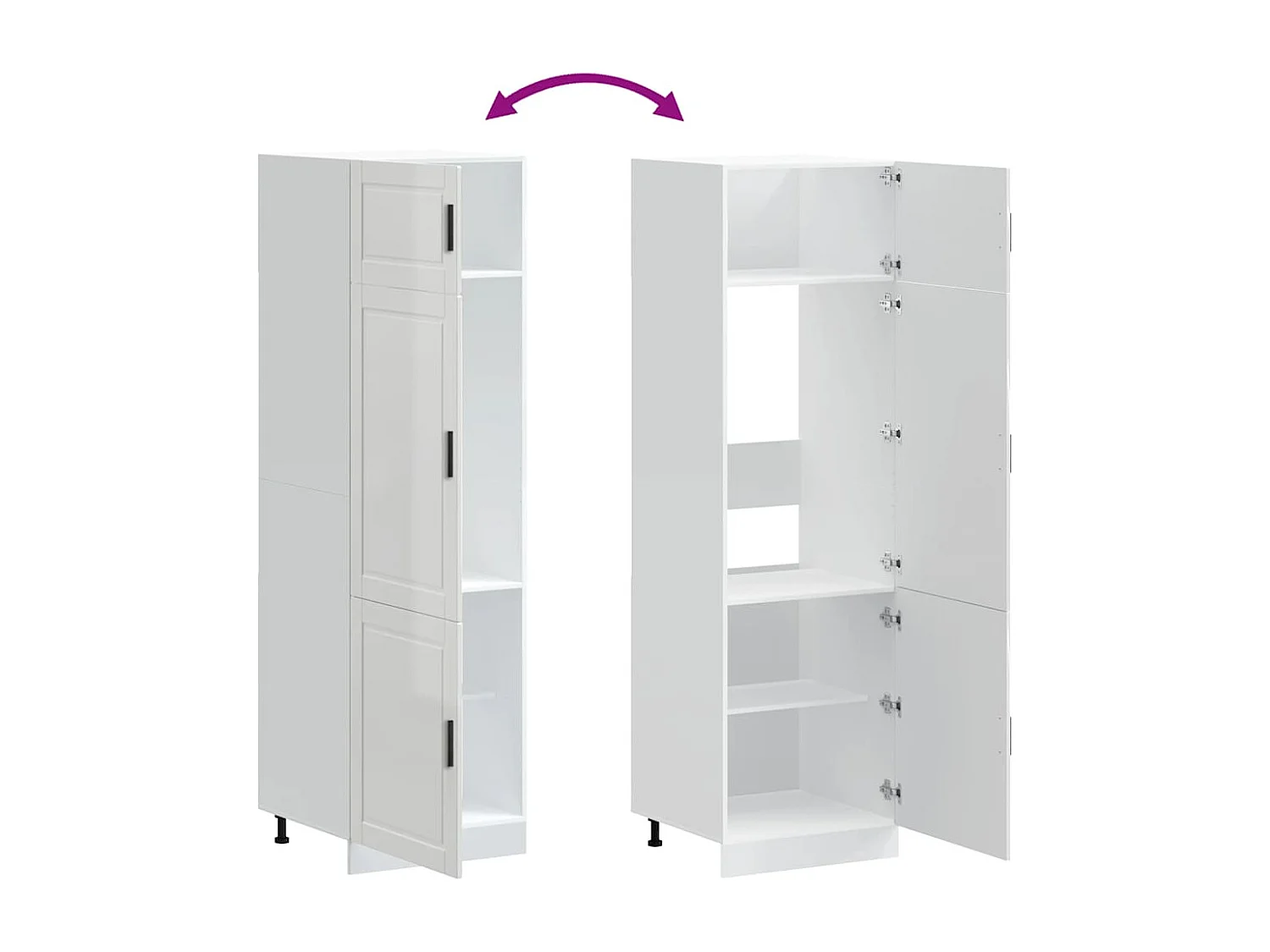 Armoire de cuisine Porto blanc brillant bois d'ingénierie