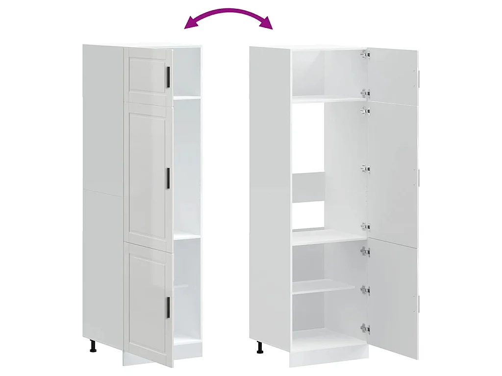 Armoire de cuisine Porto blanc brillant bois d'ingénierie