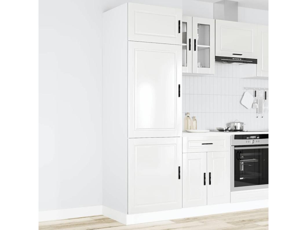 Keukenkast Porto bewerkt hout hoogglans wit