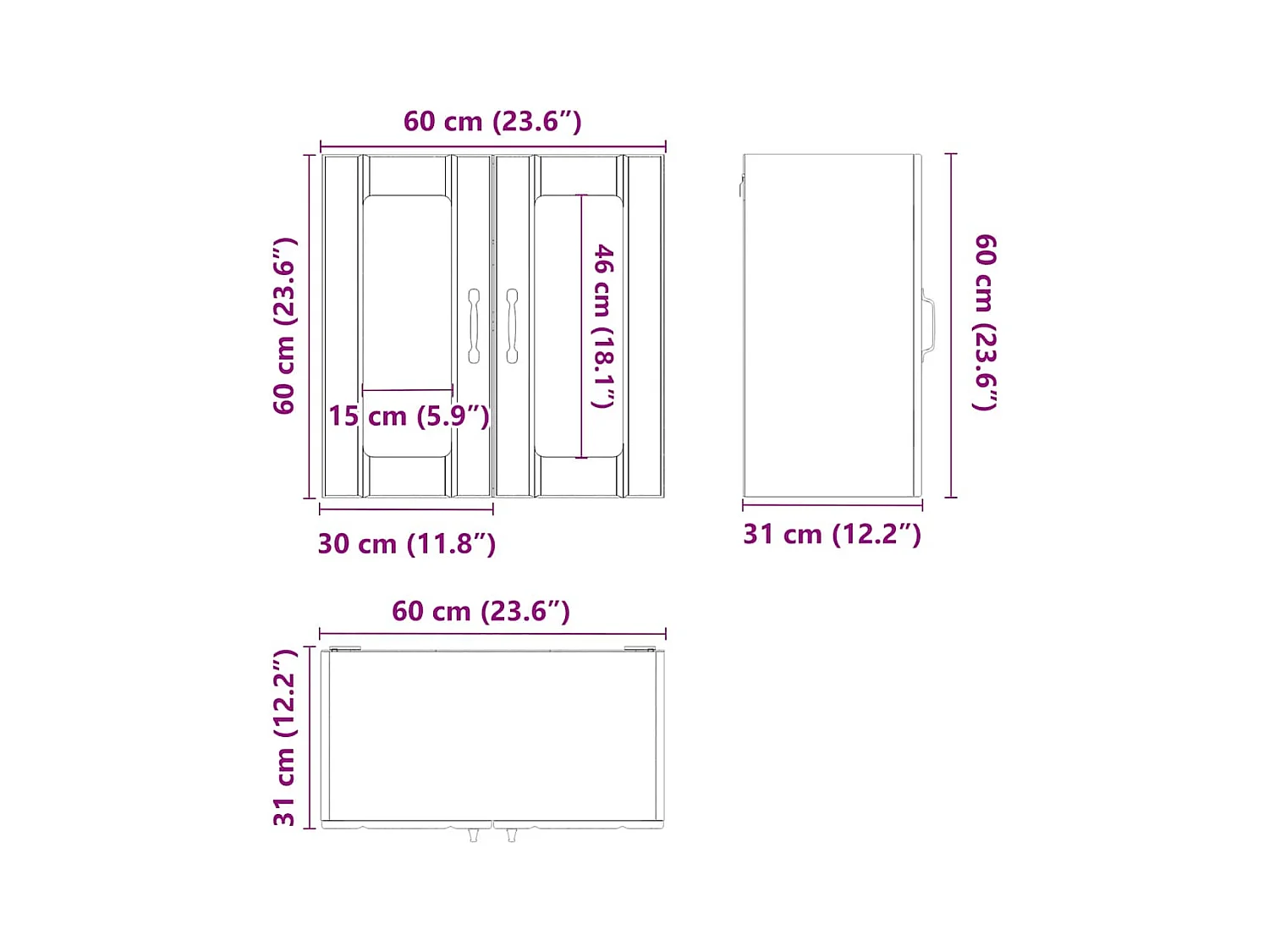 Pensile da Cucina con Porta in Vetro Lucca Bianco Truciolato