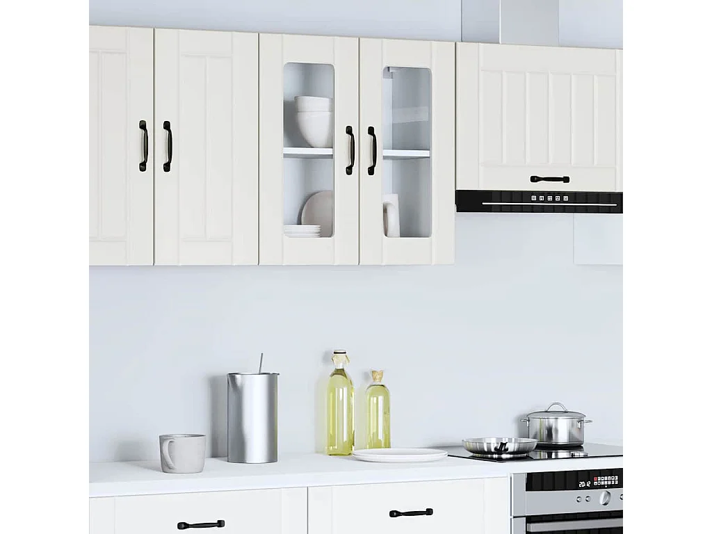 Armoire murale de cuisine avec porte en verre Lucca blanc