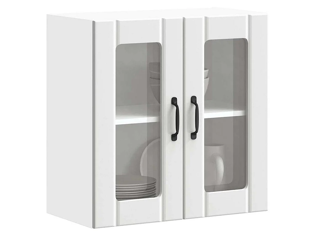 Armoire murale de cuisine avec porte en verre Lucca blanc