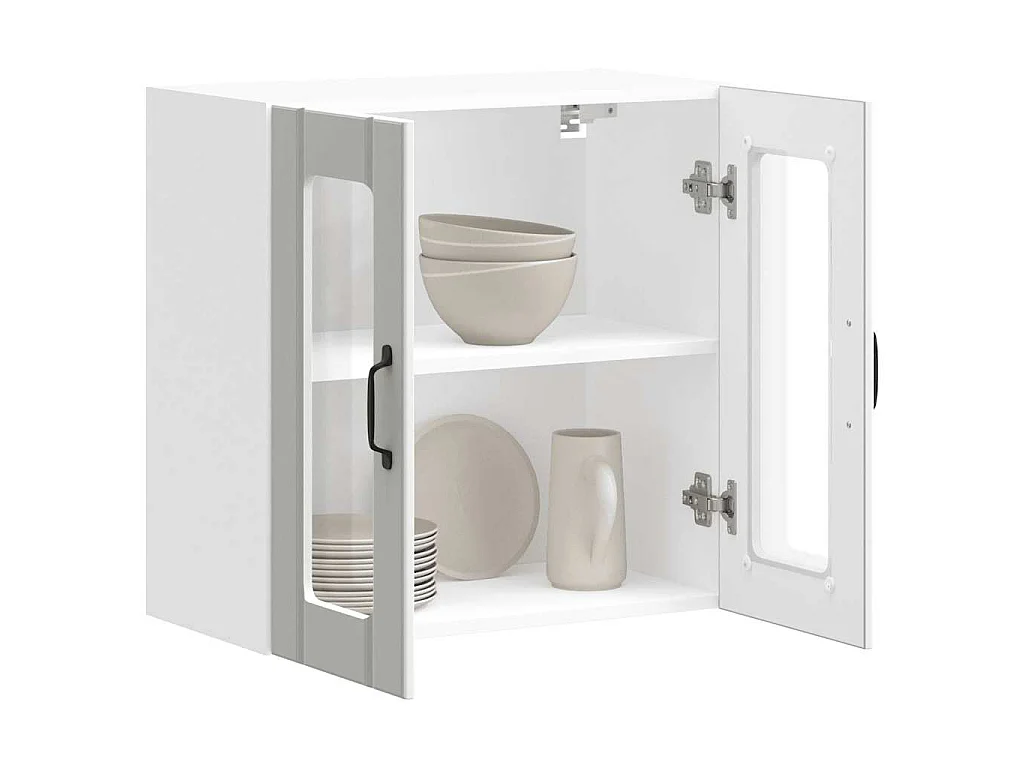 Armoire murale de cuisine avec porte en verre Lucca blanc