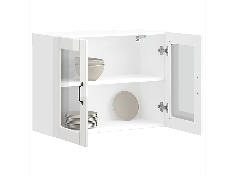 Küchen-Hängeschrank mit Glastür Lucca Hochglanz-Weiß Holzwerkstoff
