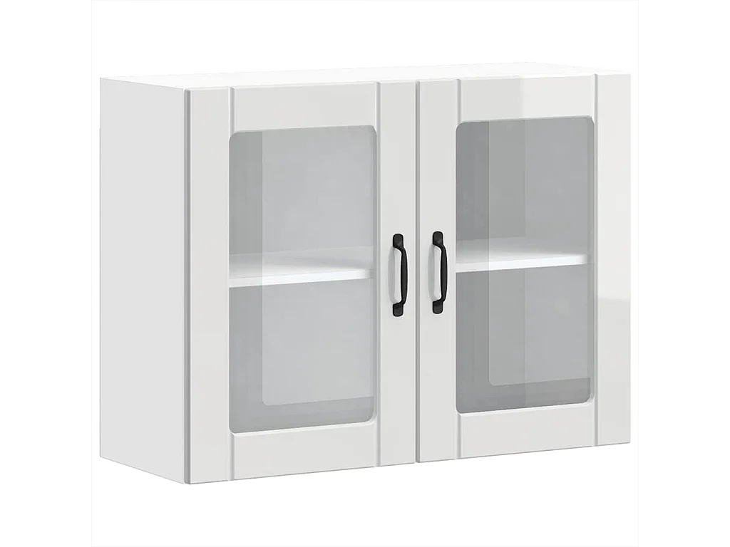 Armário parede de cozinha porta vidro Lucca branco brilhante