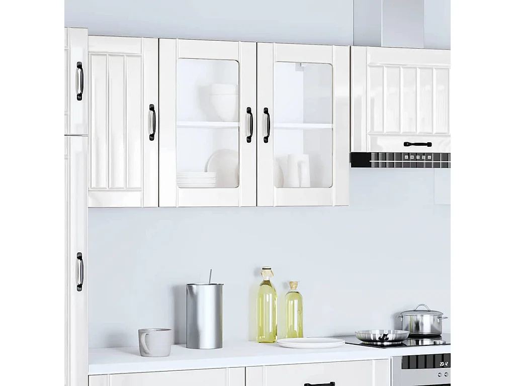 Küchen-Hängeschrank mit Glastür Lucca Hochglanz-Weiß Holzwerkstoff