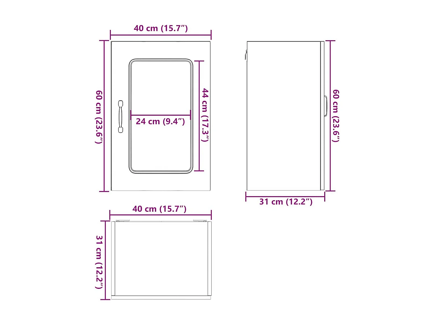 Armoire murale de cuisine avec porte vitrée "Kalmar" Bois d'ingénierie blanc brillant