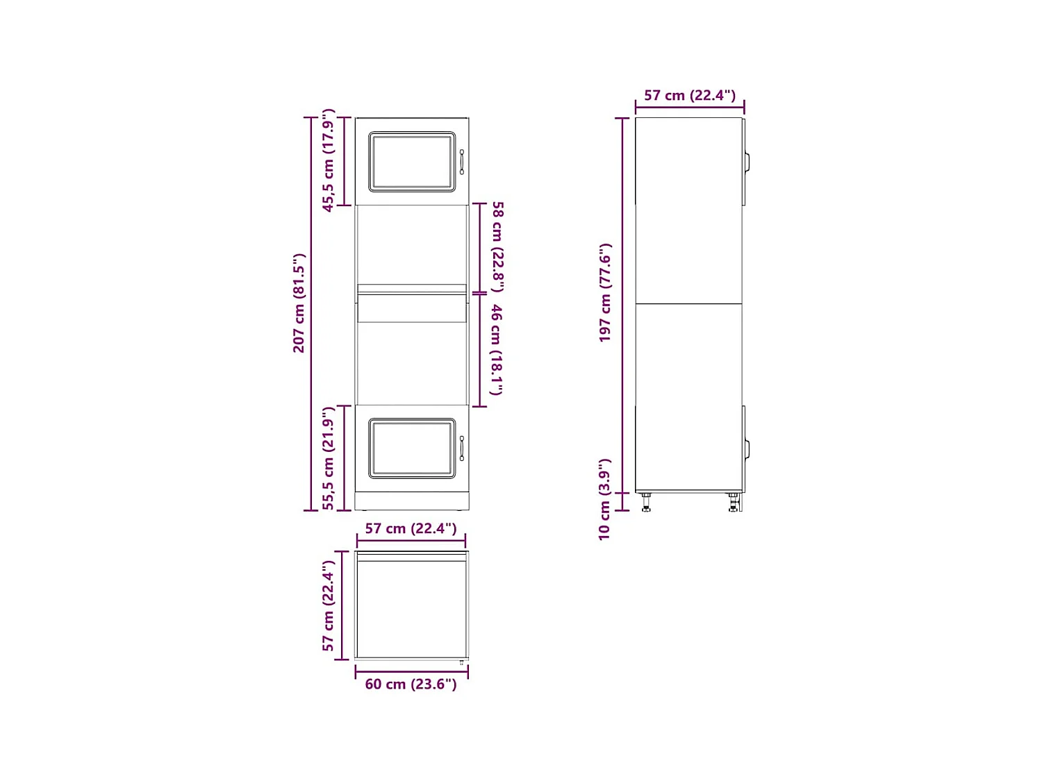 Armoires de four 2 pièces "Kalmar" en bois d'ingénierie chêne Sonoma