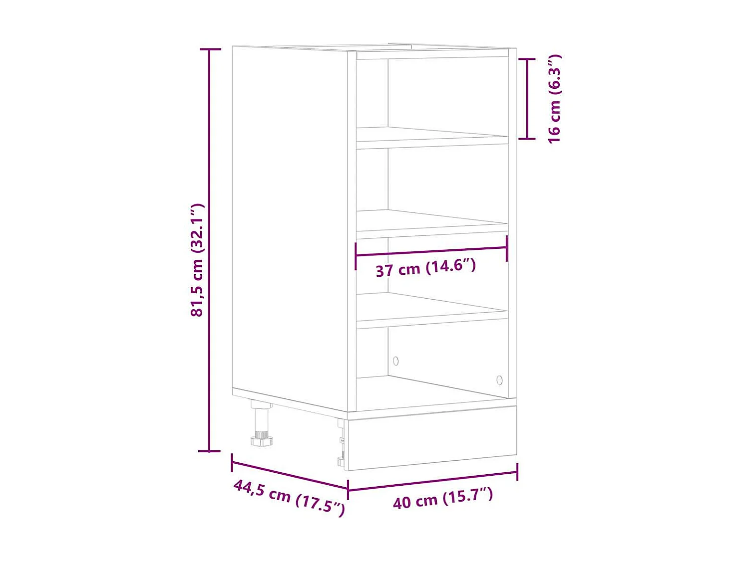 Meuble bas "Riga" Bois ancien 40 x 44,5 x 81,5 cm Bois d'ingénierie