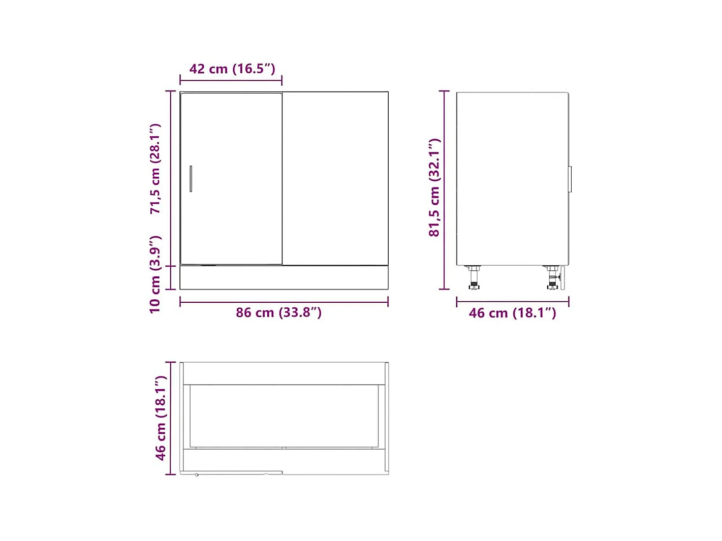 Meuble sous évier "Lyon" Gris béton Bois d'ingénierie