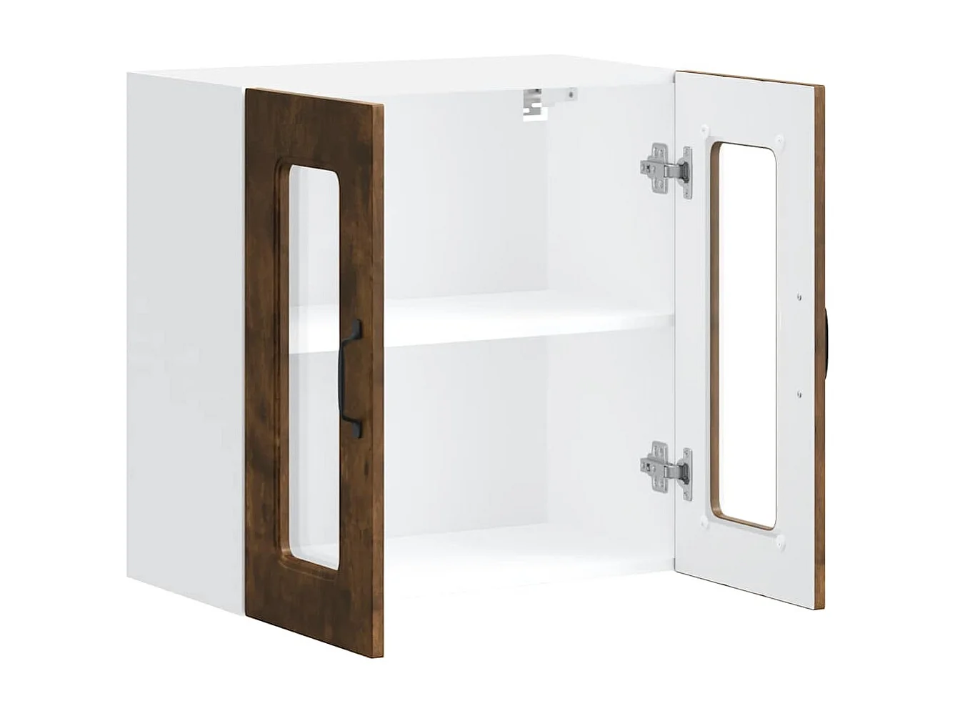 Armoire murale de cuisine avec porte vitrée "Kalmar" Chêne fumé Bois d'ingénierie