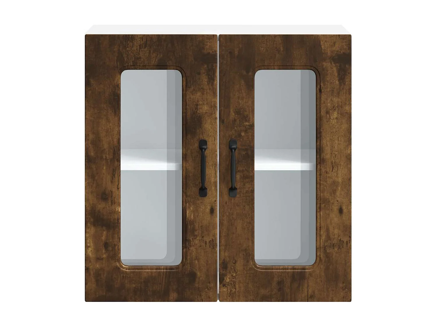 Armoire murale de cuisine avec porte vitrée "Kalmar" Chêne fumé Bois d'ingénierie