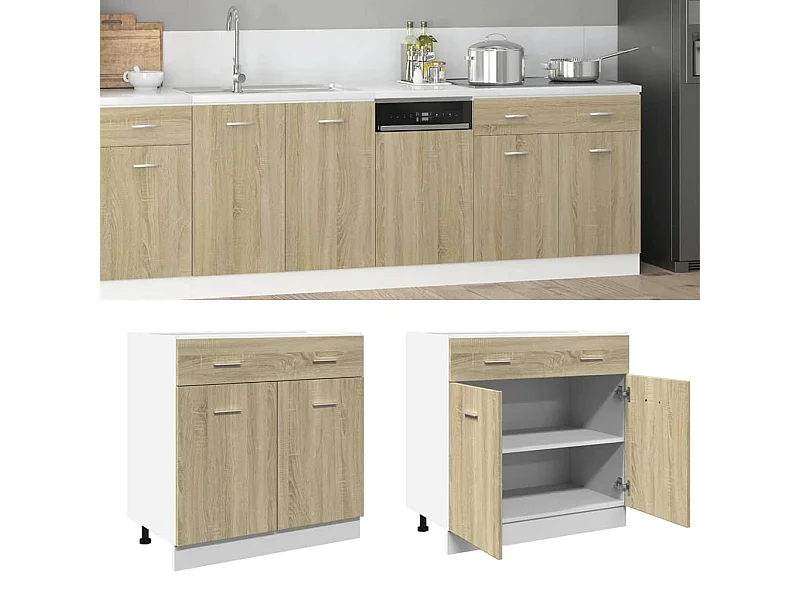 Onderkast met lade Lyon 80x46x81,5 cm bewerkt hout sonoma eikenkleurig