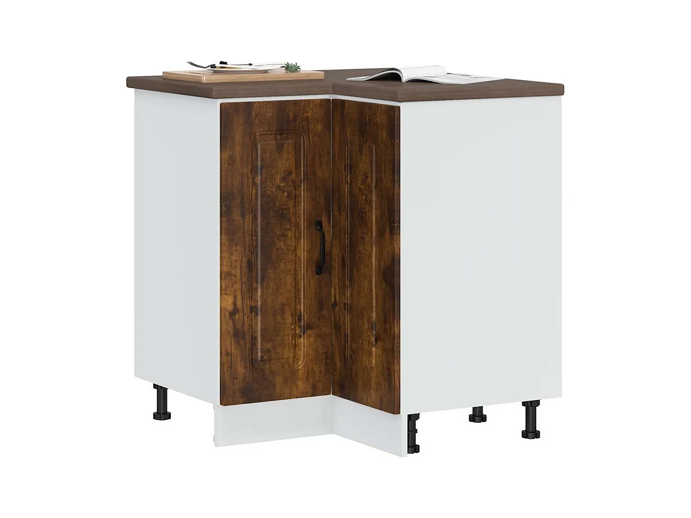 Armoire d'angle de cuisine Kalmar chêne fumé bois d'ingénierie