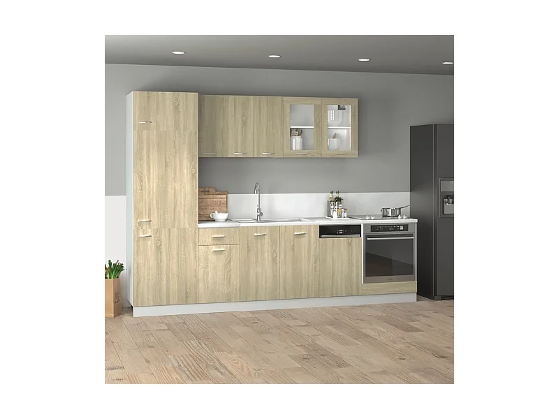 Set Mobili da Cucina 8pz “Lyon” Rovere Sonoma in Truciolato