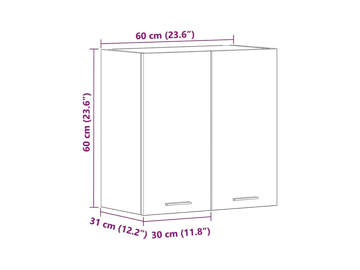 Armário de parede “Lyon” 60x31x60 cm contraplacado cor carvalho