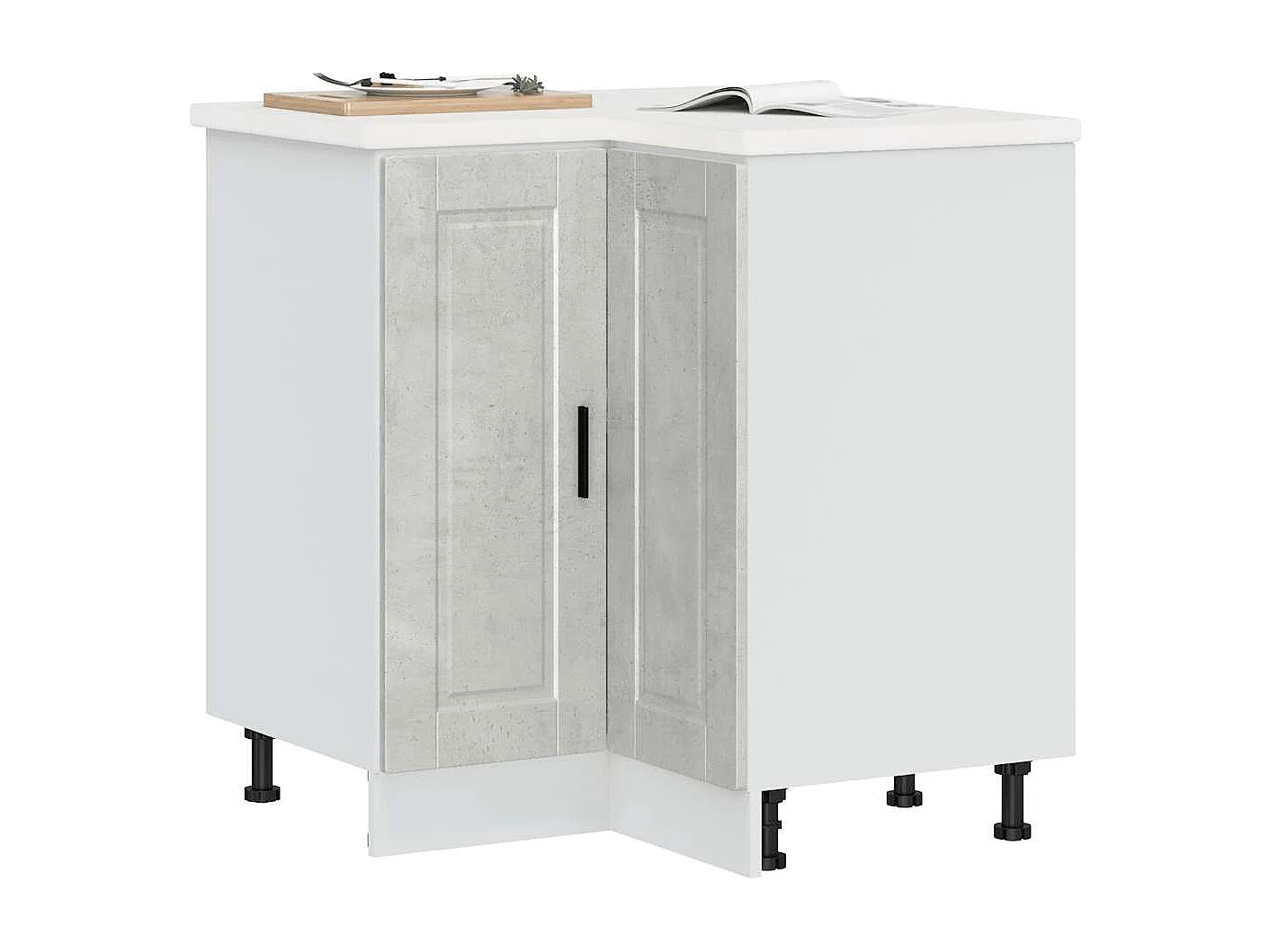 Armoire d'angle de cuisine Porto gris béton bois d'ingénierie