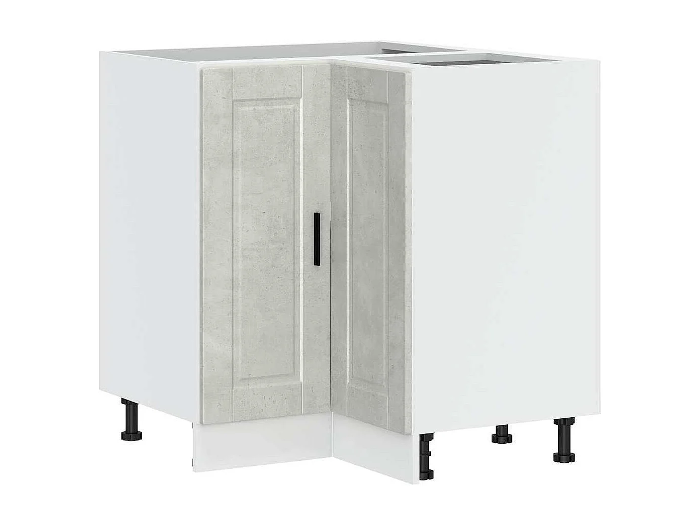 Armoire d'angle de cuisine Porto gris béton bois d'ingénierie