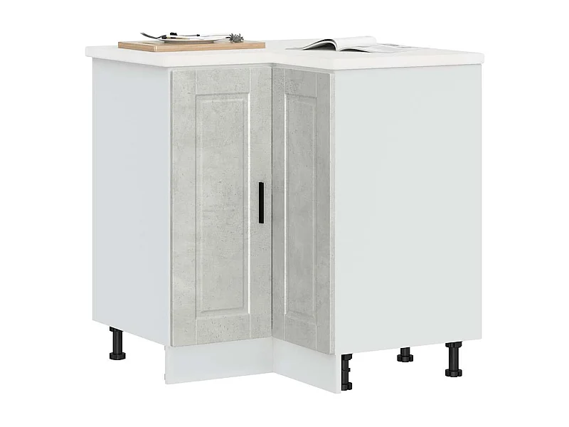 Armoire d'angle de cuisine Porto gris béton bois d'ingénierie