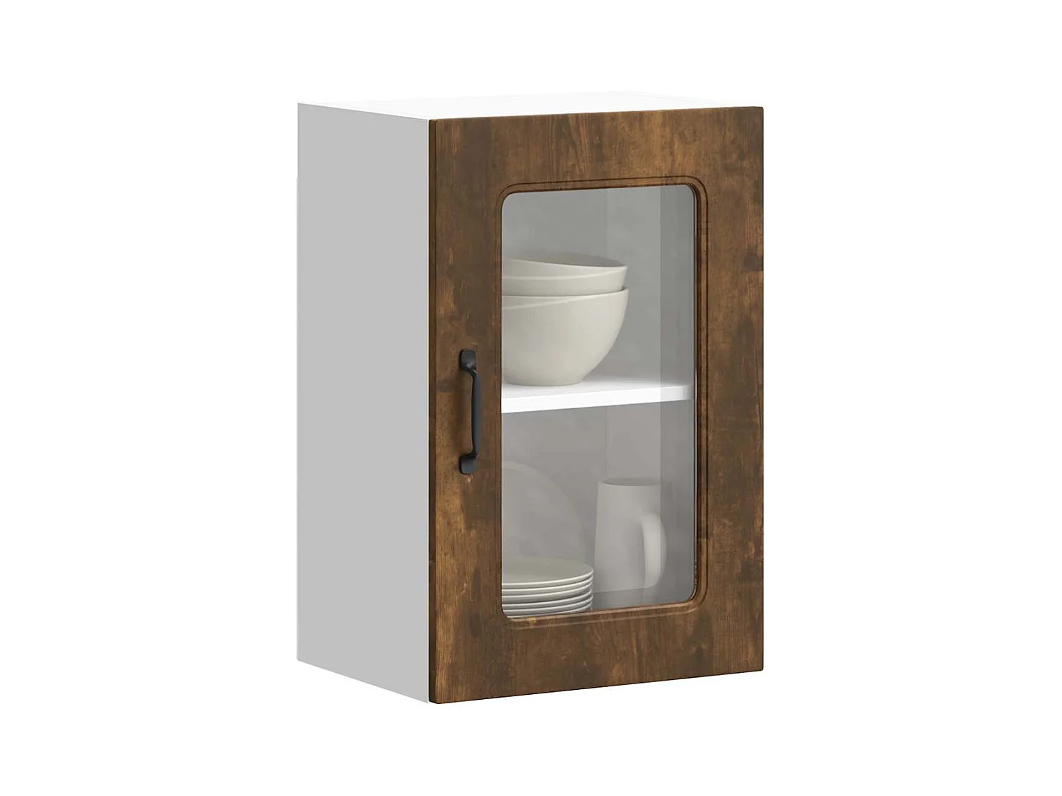 Armário de parede de cozinha porta vidro Kalmar carvalho fumado