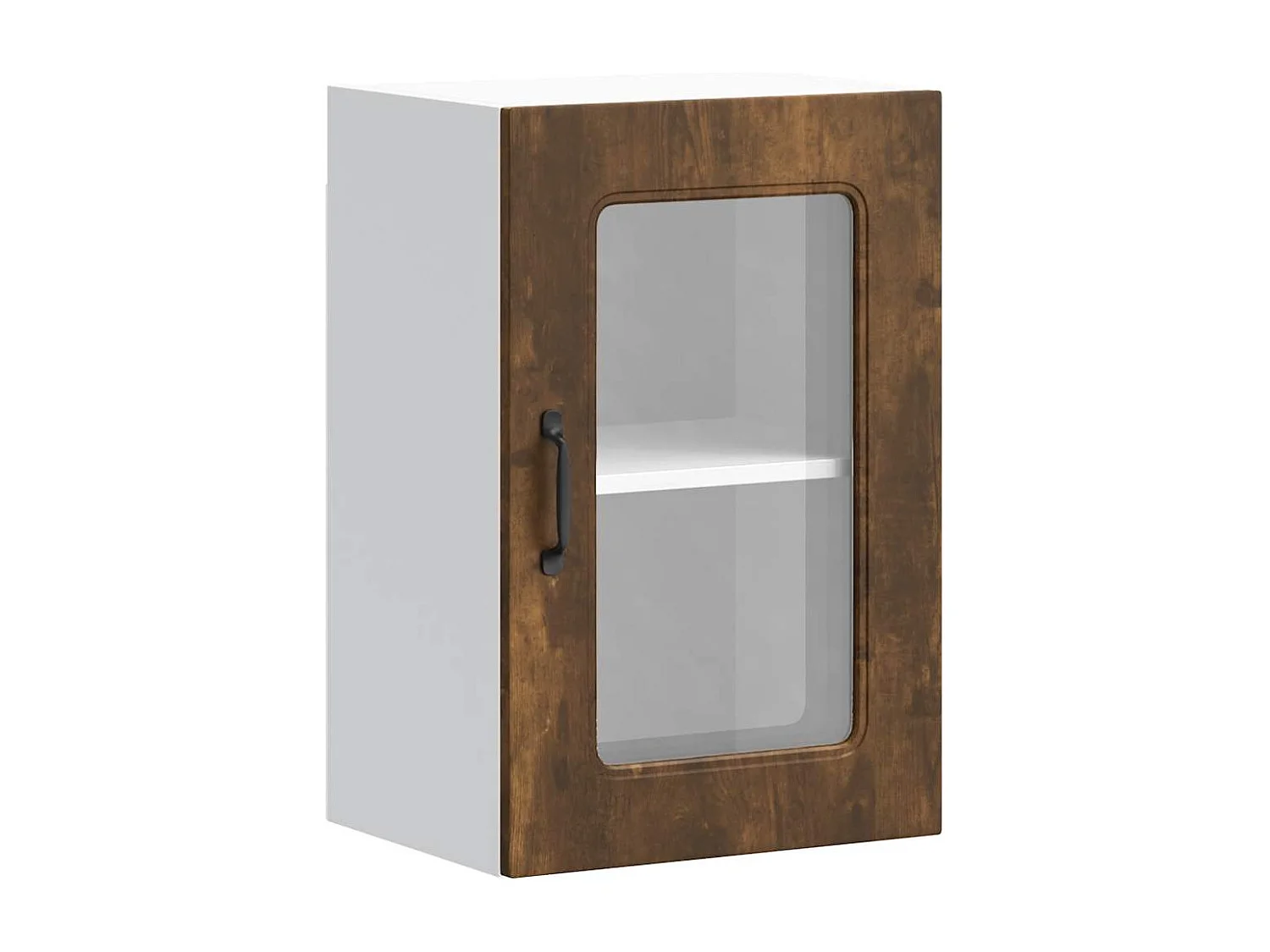 Armário de parede de cozinha porta vidro Kalmar carvalho fumado