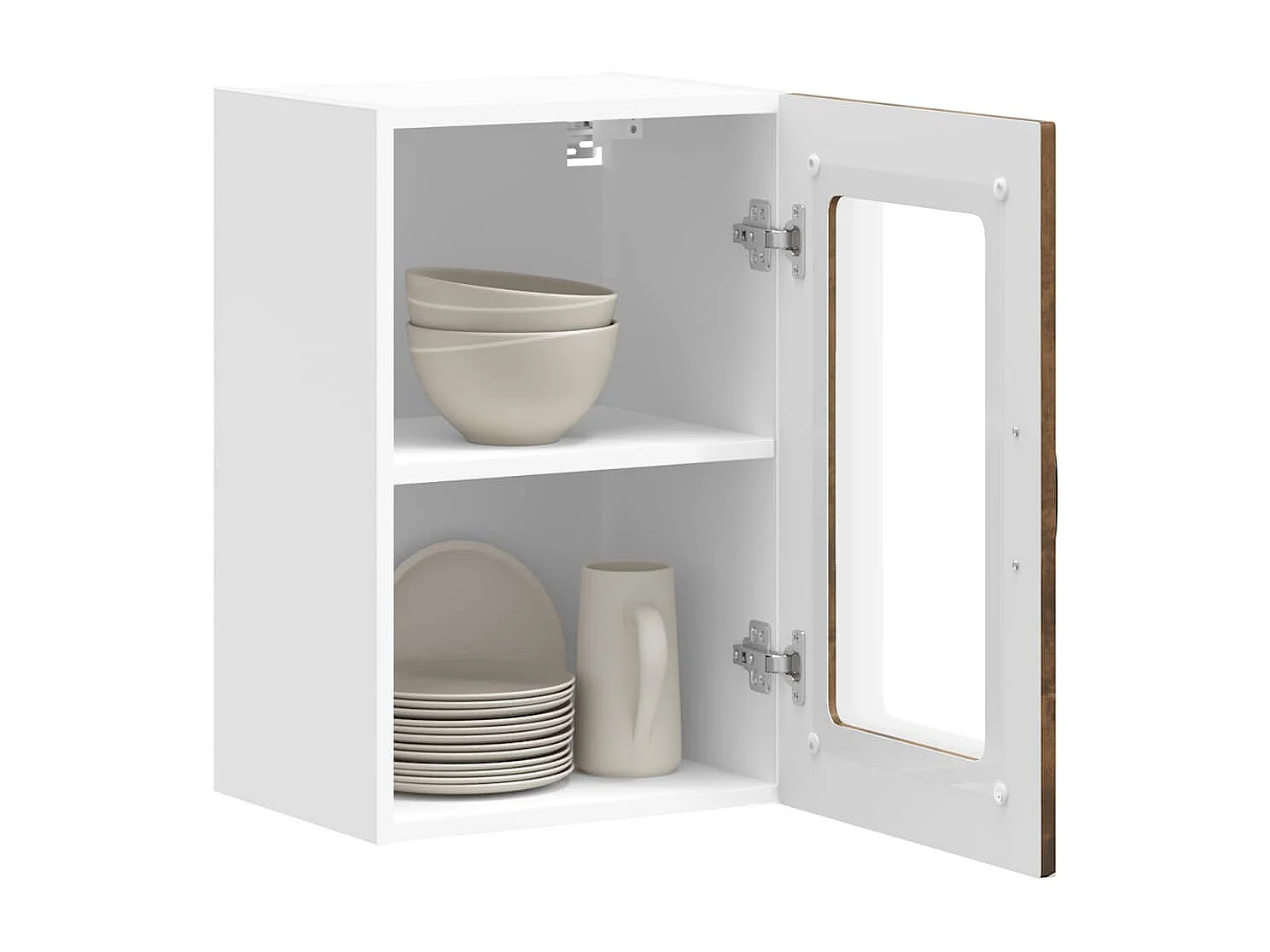 Armoire murale de cuisine avec porte vitrée "Kalmar" Chêne fumé Bois d'ingénierie