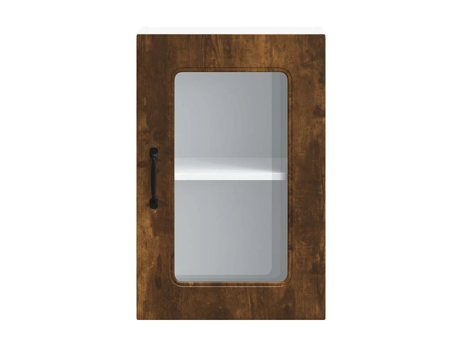 Armoire murale de cuisine avec porte vitrée "Kalmar" Chêne fumé Bois d'ingénierie