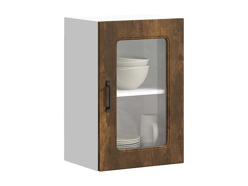 Küchen-Hängeschrank mit Glastür Kalmar Räuchereiche Holzwerkstoff