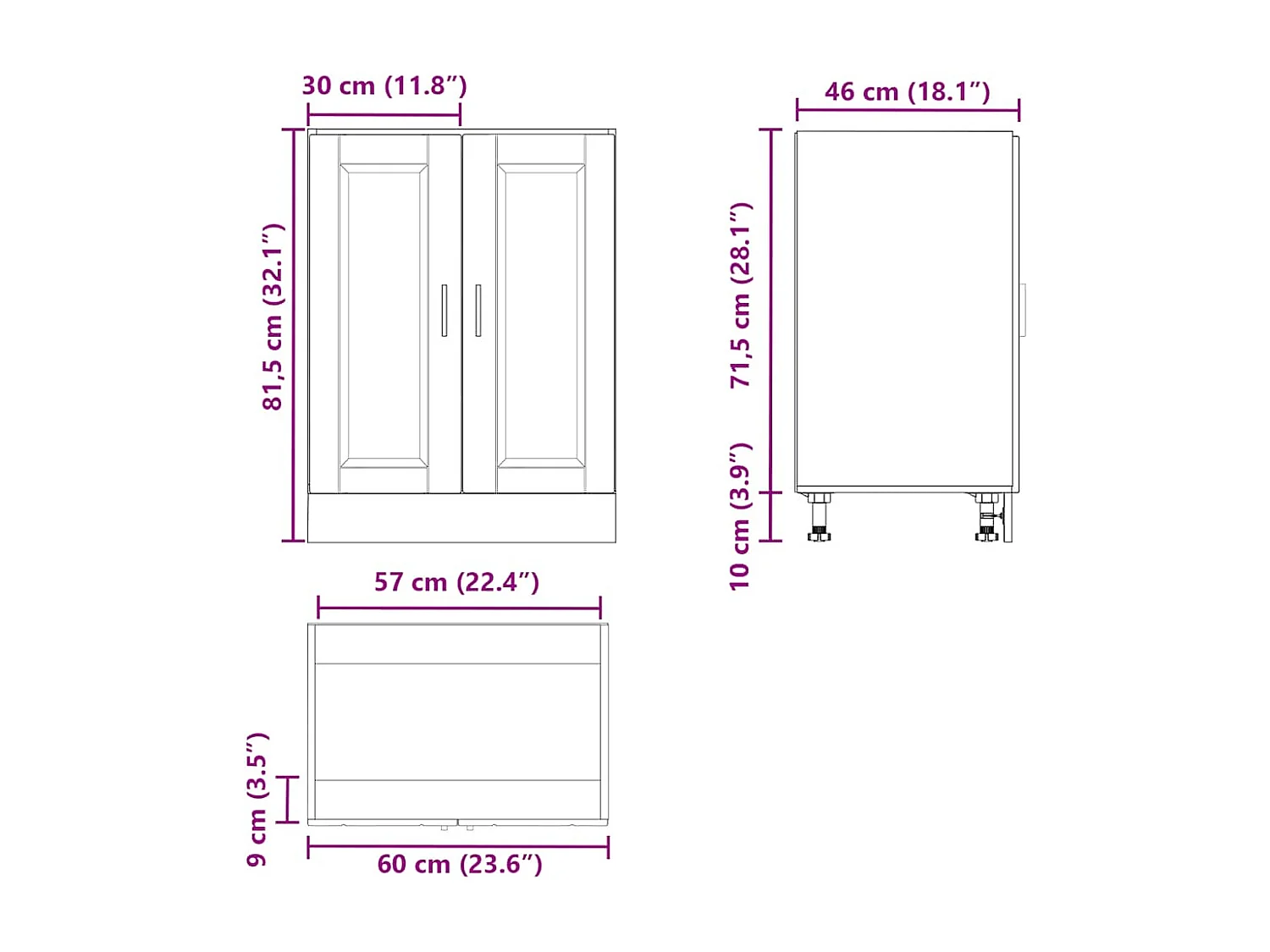 Armoire de cuisine Porto blanc bois d'ingénierie