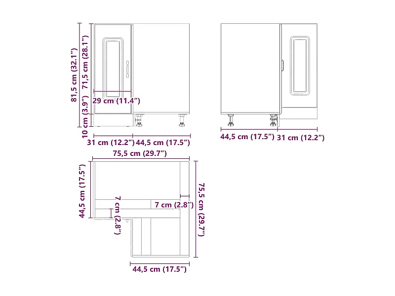 Armoire d'angle de cuisine Kalmar sonoma gris bois d'ingénierie