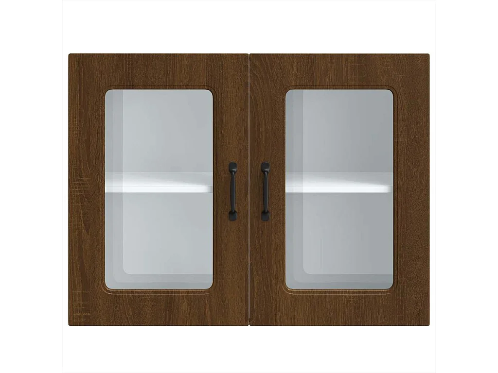 Armoire murale de cuisine et porte en verre Kalmar chêne marron