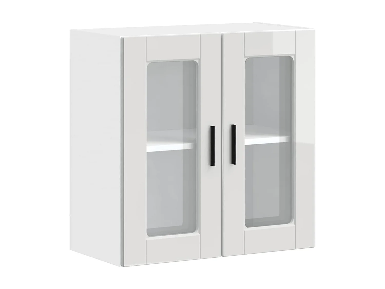 Armoire murale cuisine avec porte en verre Porto blanc brillant