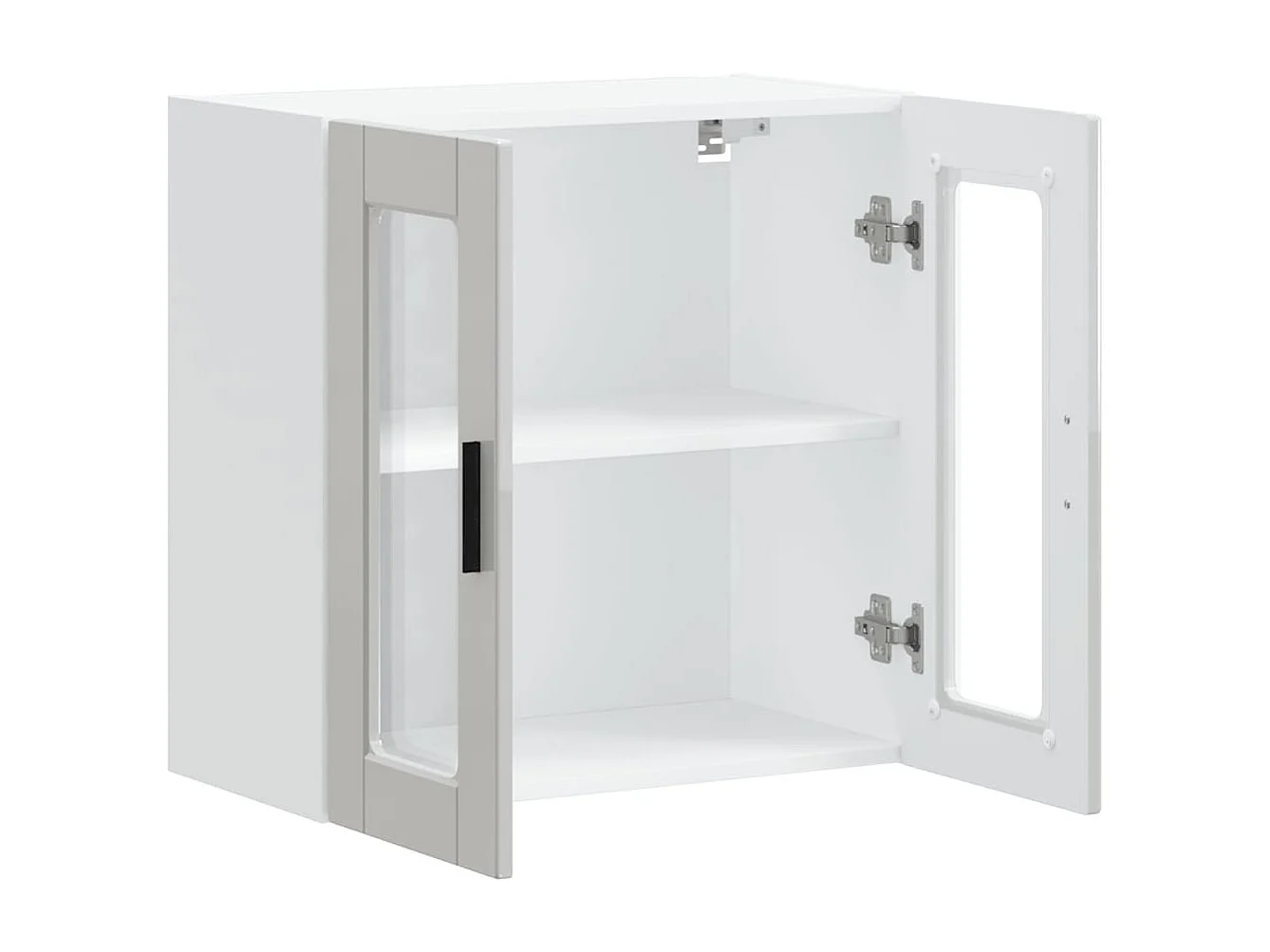 Armoire murale cuisine avec porte en verre Porto blanc brillant