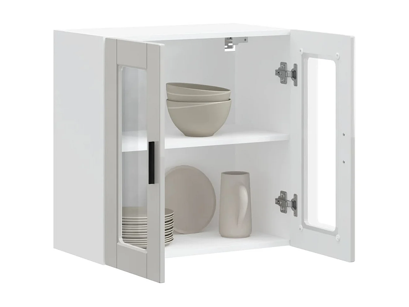 Armoire murale cuisine avec porte en verre Porto blanc brillant