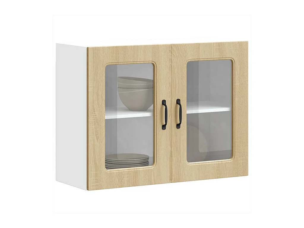 Armoire murale de cuisine avec porte vitrée "Kalmar" en bois d'ingénierie chêne Sonoma