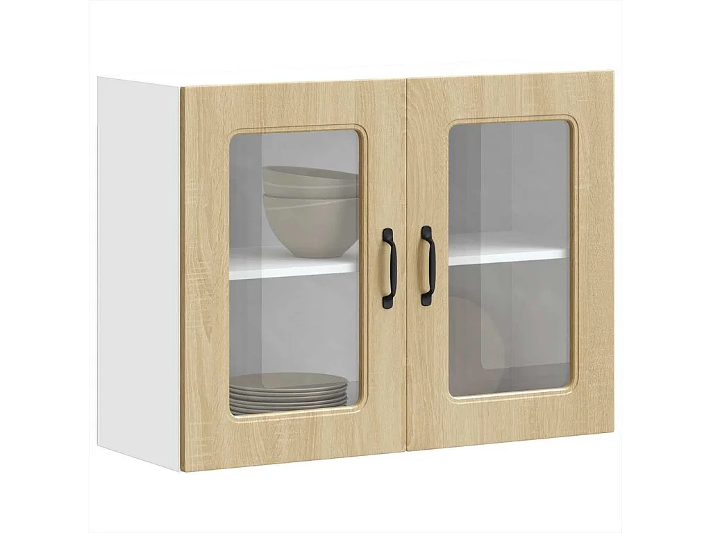 Armoire murale de cuisine avec porte vitrée "Kalmar" en bois d'ingénierie chêne Sonoma