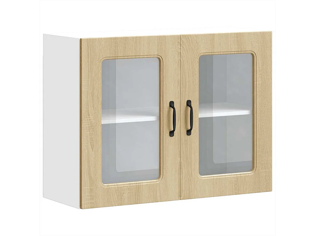 Armoire murale de cuisine avec porte vitrée "Kalmar" en bois d'ingénierie chêne Sonoma